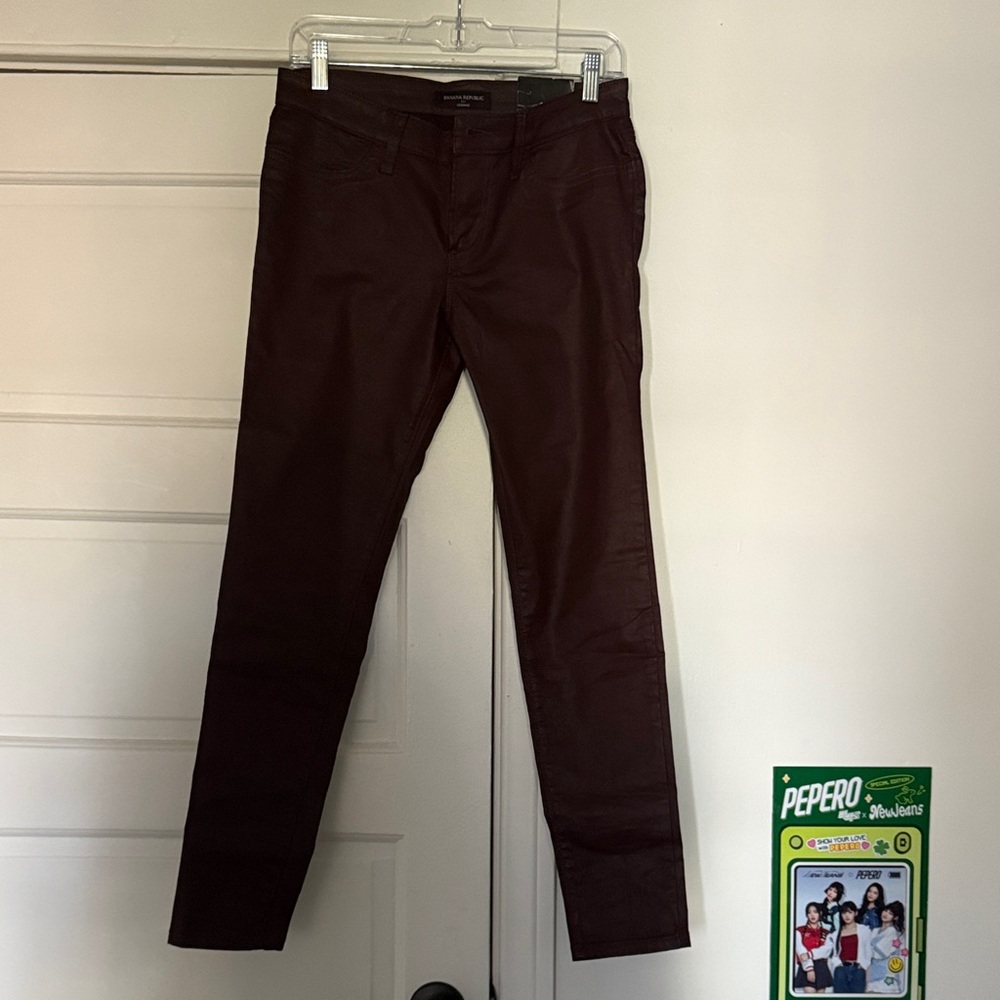 Banana Republic Burgundy Faux Leather Leggings